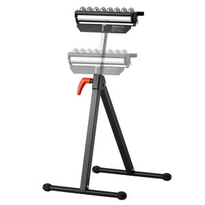 Roller Stand, 300 Lb Load Capacity, 26.8-42.5 In Adjustable Height, Folding Heavy Duty With 11.5 Inch Polished Multi-directional Roller Head, For Table Saw Outfeed Woodworking Extension Support