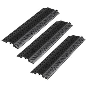 Drop Over Cable Cover, 17,500 Lbs/Axle Load Capacity, Heavy Duty Cable Hose Protector Ramp, Floor Cord Cover, For High Walking Traffic Areas, Indoor, Outdoor, Home, Office, Warehouse, 3 Pack