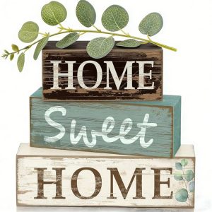 Farmhouse Tiered Tray Decor 4 Pcs Home Sweet Home Table Decorations For Kitchen Living Room Shelf