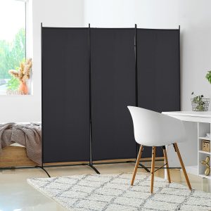 6 3 Panel Room Divider, Indoor Privacy Screen for Home, Black
