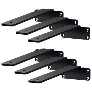 Shelf Bracket, 6 Pcs, Heavy Duty Floating Shelf Brackets, Brackets For Shelves, 5mm Thick Matte Black L Shelf Bracket,Steel Shelving Brackets With 160 Lbs Load Capacity