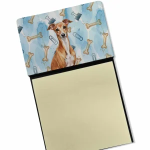 Red Italian Greyhound Coworker Watercolor Sticky Note Holder Refillable Dispenser Desk Accessory 3×3 Pad Gift