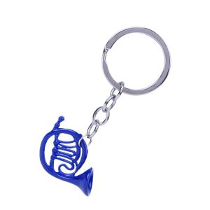 Mini Keychain Key Ring French Horn Shape Bag Keychain Charm Pendant Jewelry GiftBlue