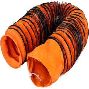25ft Ducting Hose, PVC Flexible Duct Hosing With S Hook & Steel Support For 8inch Utility Blower
