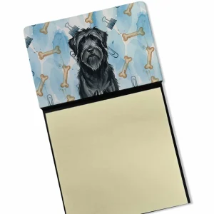 Black Briard Coworker Watercolor Sticky Note Holder Refillable Dispenser Desk Accessory 3×3 Pad Gift