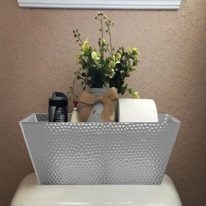 Hammered Stainless Steel Vanity Toilet Tank Tray  Shiny Finish