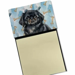 Black Pekingese Coworker Watercolor Sticky Note Holder Refillable Dispenser Desk Accessory 3×3 Pad Gift