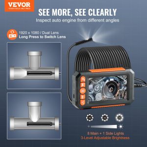Endoscope Camera With Lights Dual Lens Borescope 49.2FT Cable 4.3Screen