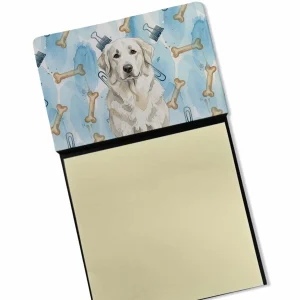 White Great Pyrenees Coworker Watercolor Sticky Note Holder Refillable Dispenser Desk Accessory 3×3 Pad Gift