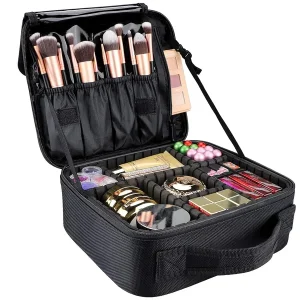 Travel Cosmetic Bag, Women’s Portable Cosmetic Case, Professional Cosmetic Storage Box With Adjustable Dividers, Can Store Makeup Brushes, Toiletries, Jewelry, Digital Accessories, Etc
