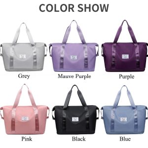 Large Capacity Expandable Gym Bag For Women – Waterproof Travel Duffel With Wet Pocket,Versatile Yoga Sports Bag With Shoe Compartment ,Stylish Tote & Shoulder Bag For Gym & Weekender