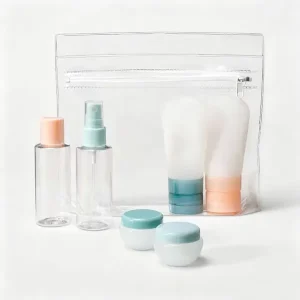 Travel Toiletry Bag Set 7 Pieces – Silicone And EVA, Lightweight Luggage Accessory Organizer