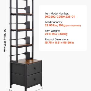 Media Storage Cabinet, 4-Shelf DVD Shelf Organizer With Drawers, 15.75 X 11.81 X 56.50 In Multimedia Storage Organizer For CDs, DVDs, Books And Games, CD Cabinet For Living Room, Home Office