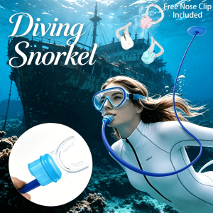 Splash-Proof Dry-Top Diving Snorkel Leak-Resistant Silicone Underwater Breathing Valve For Safe Submerged Diving,Free Nose Clip Included
