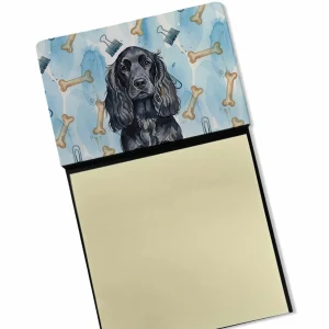 Black English Cocker Spaniel Coworker Watercolor Sticky Note Holder Refillable Dispenser Desk Accessory 3×3 Pad Gift