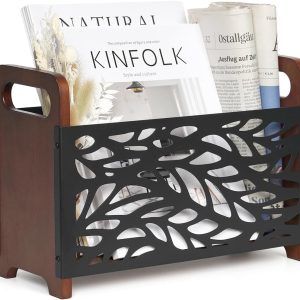 Wood Magazine Holder, Rustic Magazine Rack And File Organizer For Home, Office, Living Room And Bedroom