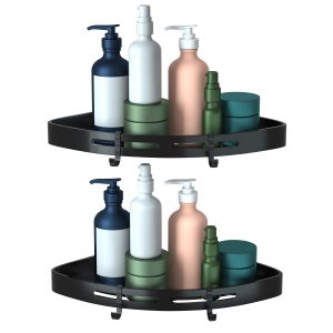 2Pcs Corner Shower Caddy Shelf Adhesive Bathroom Wall Mounted Storage Racks Aluminum Organizers For Bathroom Toilet Kitchen Dorm