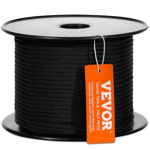 Braided Nylon Cord,32-Strand Design, 720 LBS Tensile Strength, Multi-Purpose Black Rope For Outdoor, Tree Work, Hiking, Swinging, And Rescue Operations