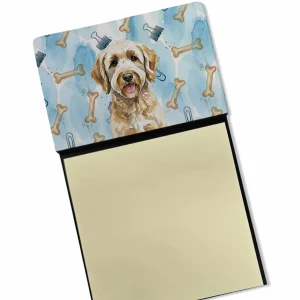 Yellow Labradoodle Coworker Watercolor Sticky Note Holder Refillable Dispenser Desk Accessory 3×3 Pad Gift