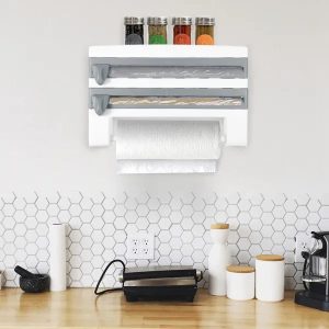 Magnetic Plastic Wrap Dispenser With Cutter – Refillable Aluminum Tin Foil And Plastic Wrap Organizer For Kitchen,