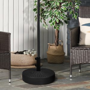 Umbrella Stand for 1.5″ or 2″ Umbrella Poles, Round Fillable Umbrella Base for Outdoor, Lawn, Deck, Black