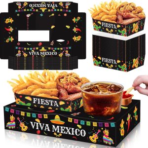 36Pcs Fiesta Movie Night Snack Trays Candy Popcorn French Fries Snack Trays Mexican Party Plates For Snacks Tray Cinco De Mayo Party Supplies Clearance