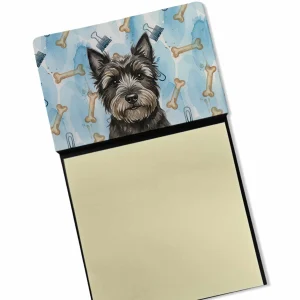 Black Cairn Terrier Coworker Watercolor Sticky Note Holder Refillable Dispenser Desk Accessory 3×3 Pad Gift