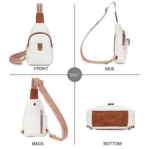Only Self Pickup—Sling Bag For Women Crossbody Fanny Packs For Women Leather Sling Chest Bag With Adjustable Strap Beige Brown