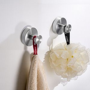 Suction Cup Hooks For Shower No Drill Stainless Steel 2-Pack Towel Hooks