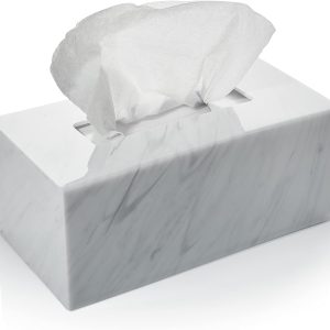 Clear Acrylic Tissue Box Holder, Rectangle Marble Design Dispenser For Tissues, Napkins And Dryer Sheets, Home Decor