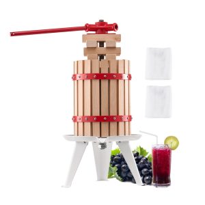 Fruit Wine Press Manual Press For Wine Making 1.6 Gal/6L Wood Basket