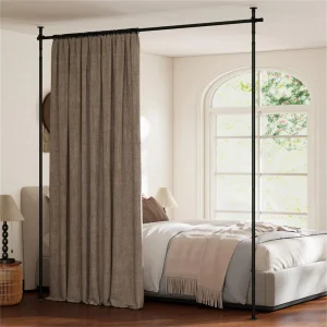 Room Divider Curtain Rod, Adjustable 28″-72″W x 4-10 ft H Heavy-Duty Partition Rod
