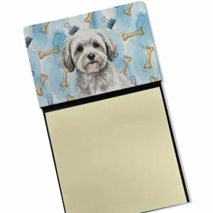 White with Gray Coton de Tulear Coworker Watercolor Sticky Note Holder Refillable Dispenser Desk Accessory 3×3 Pad Gift