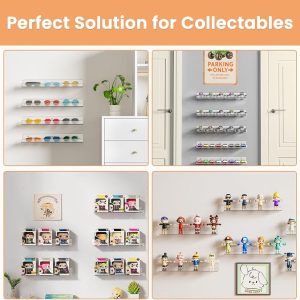 4-Piece 15-Inch Clear Acrylic Wall Shelves, Floating Storage And Organizer Shelves For Home, Office And Bedroom