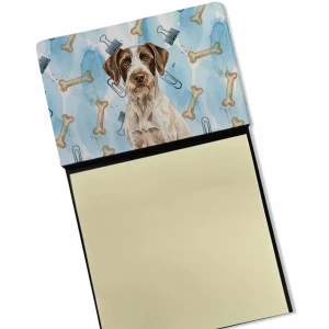 Liver and White German Wirehaired Pointer Coworker Watercolor Sticky Note Holder Refillable Dispenser Desk Accessory 3×3 Pad Gift