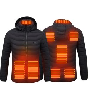 Men’s Intelligent 8-zone Heating Stand Collar Hooded Lightweight Heating Insulation Jacket