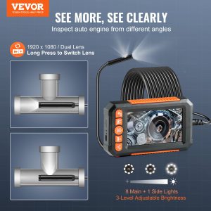 Endoscope Camera With Lights Dual Lens Borescope 16.4FT Cable 4.3Screen