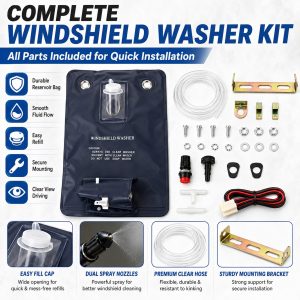 Universal Classic Car Windshield Washer Bag Kit 12V Complete Accessories