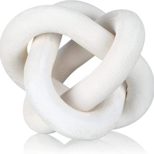 3 Link Wooden Knot Decor Rustic Table Shelf Accent In White For Home Decoration