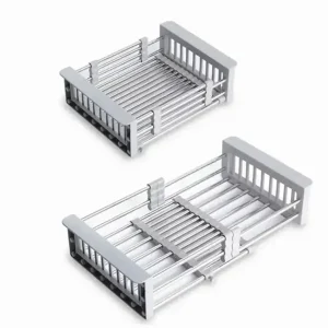 Adjustable Immersion Sink Dish Drying Rack With Stainless Steel Drain Basket – Portable And Retractable Space-Saving Fruit And Vegetable Solution(UPS/UPS logistics delivery supports self-pickup)