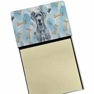 Blue Great Dane Coworker Watercolor Sticky Note Holder Refillable Dispenser Desk Accessory 3×3 Pad Gift