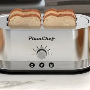 4-Slice Toaster, 7 Browning Settings, Defrost/Reheat Functions, Removable Crumb Tray, Full Body Stainless Steel Housing, Anti-Fingerprint, Anti-Jam, 1350W, Silver
