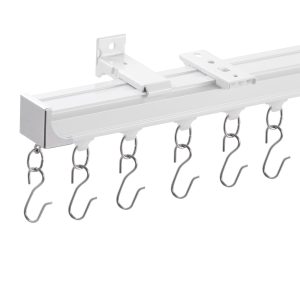 Ceiling Curtain Track Set, 11.8 FT/3.6 Meter, Sliding Ceiling Track System For Curtains, Room Divider Curtain Track Ceiling/Wall Mounted For Living Room Bedroom With Hooks And Hardware, White