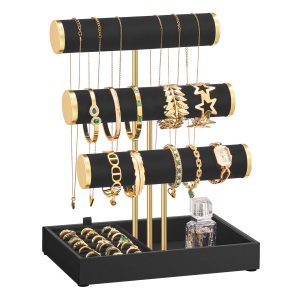 SONGMICS Bracelet Holder Stand, 3 Tiers, Removable Ring Holder