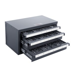Drill Bit Dispenser Cabinet, Three-Drawer Drill Bit Organizer Cabinet For 1mm To 13mm, Steel Drill Dispenser Organizer Cabinet With Labels, Stackable Drill Dispenser For Drill Bit Storage