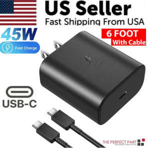 45W USB-C Super Fast Wall Charger And 6FT Cable For  Galaxy S20 S21 S22 S23