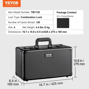 Graded Card Storage Box, 4 Slots, Graded Sports Cards Holder Carrying Case With Coded Lock Foam Dividers, For 120 PSA Graded Cards 84 BGS Cards 96 SGC Cards 428 Top Loaders