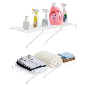 Wire Shelf Kit, 3 Ft, Set Of 2, Wall Mounted Wire Shelves, Heavy-Duty Carbon Steel Hanging Shelf, Floating Wall Storage Shelves With Dip Coating, For Closet, Bedroom, Living Room, Office, Pantry