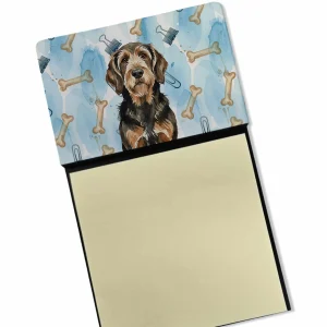 Black and Tan Otterhound Coworker Watercolor Sticky Note Holder Refillable Dispenser Desk Accessory 3×3 Pad Gift