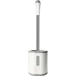 Compact Toilet Brush Holder, Stainless Steel Handle, Space Saving For Storage, Deep Cleaning, Drip Proof, Easy To Assemble, Nylon Bristles